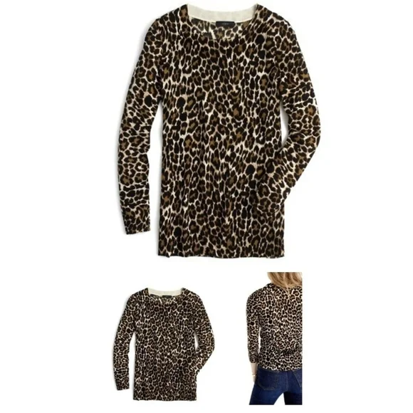 J.Crew Tippi Leopard Print Sweater XS Animal Print Pullover - Picture 2 of 7